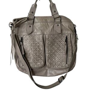 Grey Leather Gunmetal Hardware Satchel/Shoulder Bag by Elliott Lucca